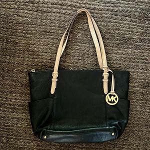 Michael Kors Charlotte Large Black Leather Tote Bag